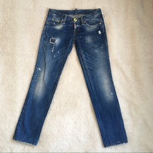 DSQUARED2 Yellow button fly distressed jeans